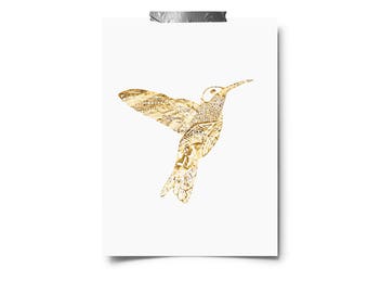 Bird, Gold Foil Print, Aztec Print, Gold Foil Art, Bird Print, Bird Art, aztec art, bird wall art, gold foil wall art, printable, prints,