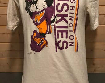 Vintage 1988 UW Huskies T-Shirt Awesome Retro Washington