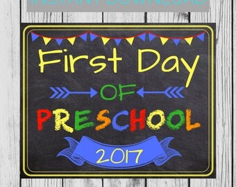 First Day of Preschool Chalkboard, School Sign, First Day of School Chalkboard,My First Day of Preschool,Digital File, INSTANT DOWNLOAD