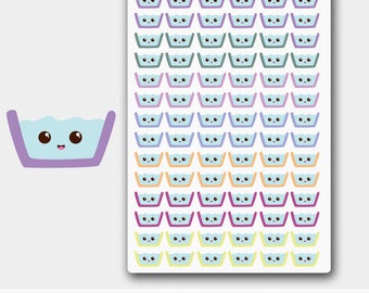 Kawaii Laundry Sticker, Cute Icon Stickers in Pastel Colors for Life Planners