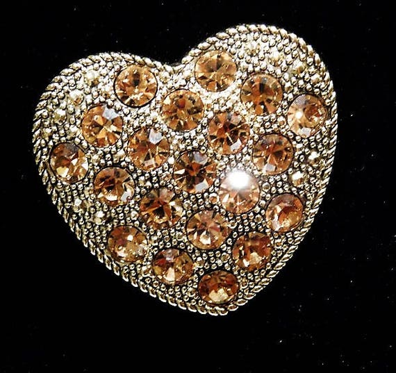 Liz Claiborne Brooch / Rhinestone Brooch / Heart