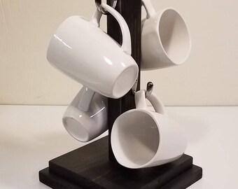 Coffee Mug Tree - Ebony Stain - Coffee Mug Stand - Coffee Cup Holder - Coffee Mug Rack - Coffee Mug Tree - Coffee Mug Holder