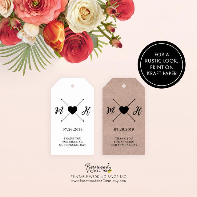 Printable Wedding Favor Tags Wedding Gift Tags Wedding Thank