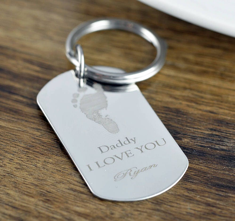 Personalized Footprint Keychain Fathers Day T Actual Footprint Keychain T For Dad