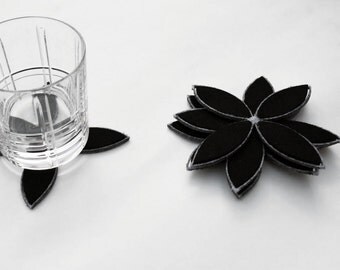 Geometric Gray Bar Coaster, Black Felt Coaster, Cool Coaster, Gift Idea for Men, Gift Under 15 20 dollars, Nordic Scandinavian Minimal Decor