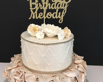 Any Number! Glitter Personalized Happy Birthday Cake Topper, glitter birthday cake topper, First birthday cake topper, Any Number
