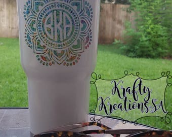 Mandala Decal,monogram tumbler,mandala yeti,mandala tumbler,mandala sticker.mandala monogram,monogram yeti,mandala car decal,mandala custom