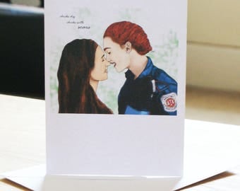 Wayhaught Greetings Card - Waverly & Nicole - Wynonna Earp - 5" x 7" - Birthday, LGBTQ, Anniversary, Celebration, Graduation, Any Occasion