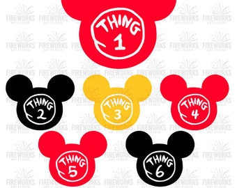 Thing 1 svg, Thing 2 svg,Thing 3 - Dr Seuss SVG, svg file for cricut, svg files for silhouette, Mickey Ears svg, Birthday