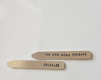 Personalized Collar Stays,Customized Gift for Dad,Hand Stamped Aluminum Collar Stays,Personalized Gift for Men,Collar Inserts