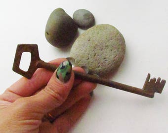 Rustic home decor Vintage key Antique Skeleton Key Old Key antique key farmhouse key Big Key Large key 1900 old patina