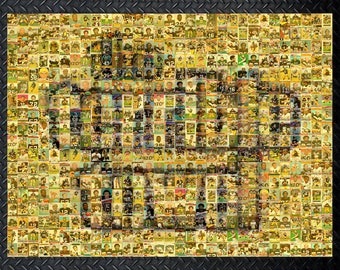 Pittsburgh Steelers Terrible Towel Mosaic Art Wall Decal made of over 250 Player Cards. All the Great Past and Present Stars Included.