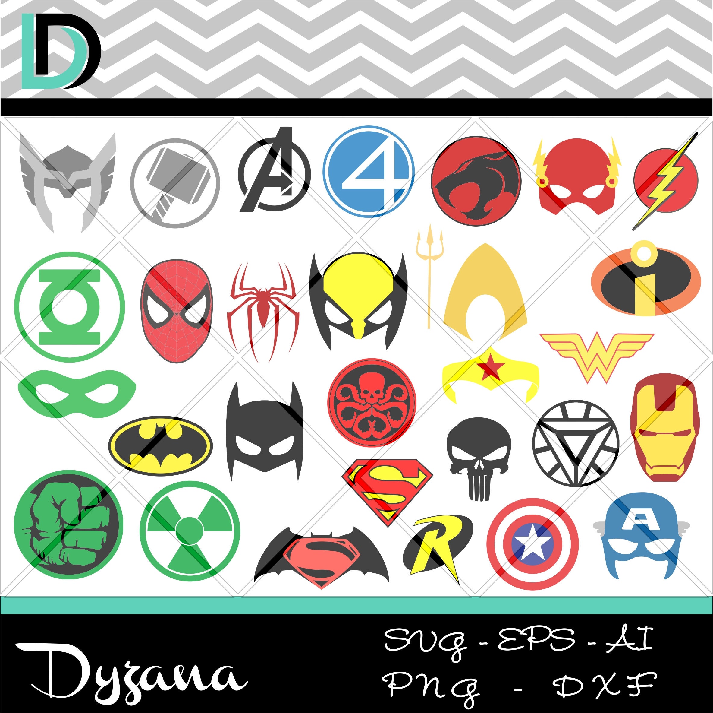 Download 30 Superhero svg Files for Cricut. from Dyzana on Etsy Studio