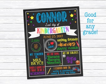Last Day of Kindergarten Sign, Last Day of Kindergarten Printable, Last Day of School, Kindergarten Graduation, Personalized, Digital Down