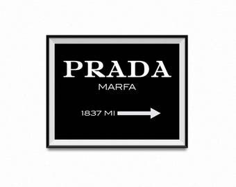 Black and white Prada Marfa sign, Prada Marfa print, Prada wall art, Black Prada Marfa