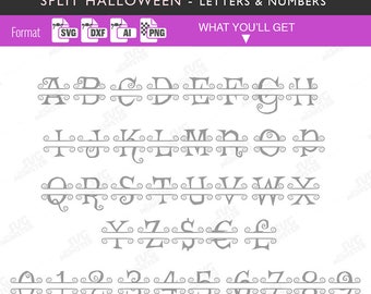 SPLIT HALLOWEEN FONT svg halloween font - Split font svg split letter svg split alphabet - Cricut fonts svg - 118