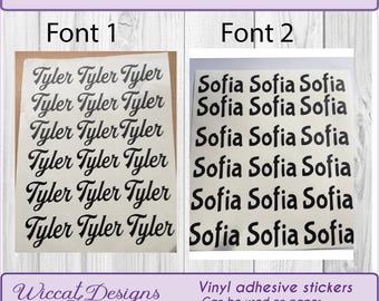 Vinyl Name stickers, name sticker sheet, Self Adhesive vinyl, tumbler, Lunch box names, birthday gifts, scrapbooking,