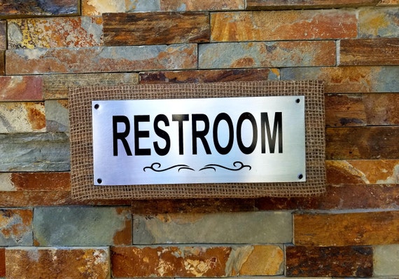 Restroom Sign. Rustic Modern Restroom Sign. Restroom Wall