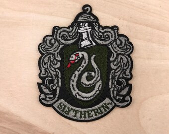 SLYTHERIN PATCH: Harry Potter Embroidered Iron On Patch - Hogwarts Magic School High Quality Snake Logo Gift