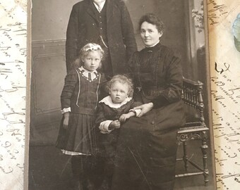 CdV Antique Cabinet Card Family Portrait Photo Vintage Photograph Paper Ephemera Collectible Photo Card Card de Visite