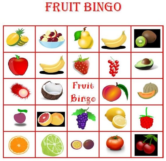 Fruit Bingo Cards Instant Download 20 cards Great for