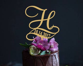 Letter Cake Topper Personalized Data Initial Cake topper Initials Wedding Cake topper monogram Custom Cake Topper Wedding