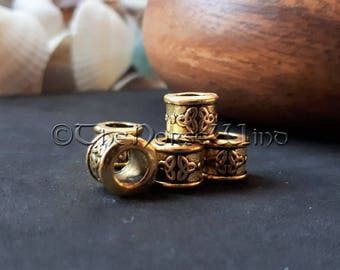Perles cheveux noeud celtique, Viking barbe perles cheveux anneaux, Dreadlocks Or Antique, bijoux
