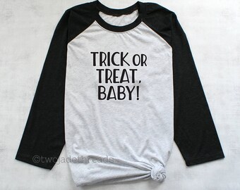 Trick or treat baby shirt, halloween maternity shirt