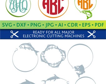 Fishing Svg Fishing Monogram Frames Svg Fishing Frames Svg Cut Files Silhouette Studio Cricut Svg Dxf Jpg Png Eps Pdf Ai Cdr