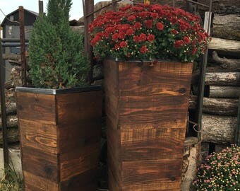 30 Tall Cedar Wood Rustic Planter Box Mocha 30 Tall Cedar Wood Rustic Planter Box Mocha