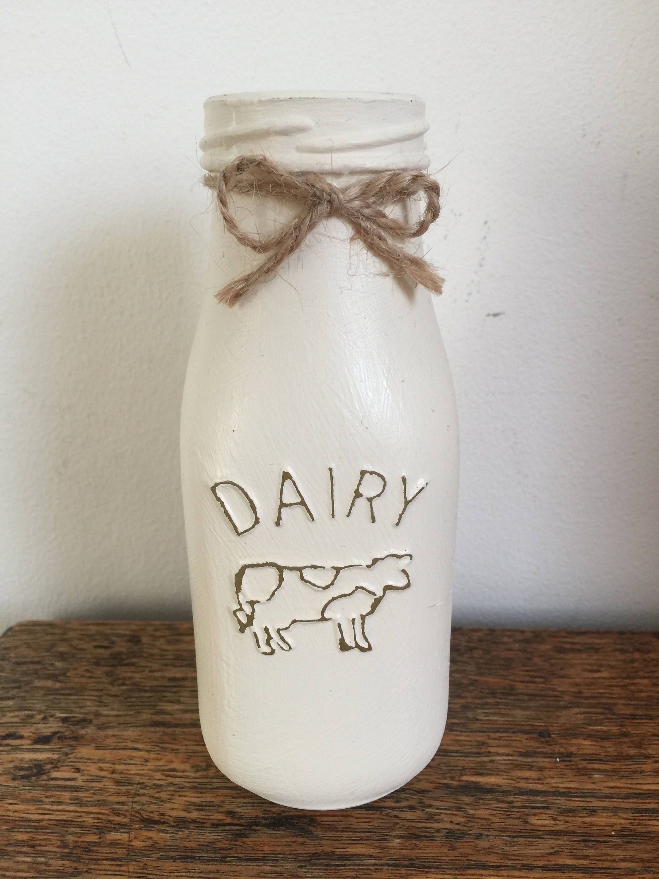Hand painted dairy milk bottle