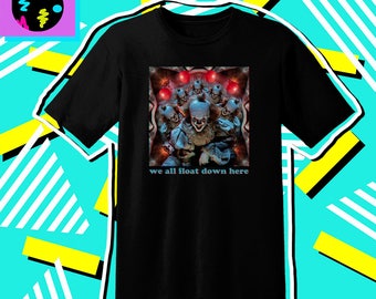 IT (2017 Movie) | Pennywise the Clown T-Shirt | Stephen King Bill Skarsgard Black/Grey/White Tee