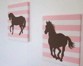 Set of 2 Horse silhouette canvas