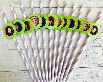 Descendants party favor 12 straws Descendants birthday Descendants decorations descendants invitation descendants cupcake descendant cake