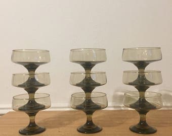 vintage smoked libby glasses set of 9