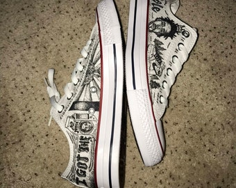 Mens Shoes 100% Hand Painted Mens Painted Vans or Converse