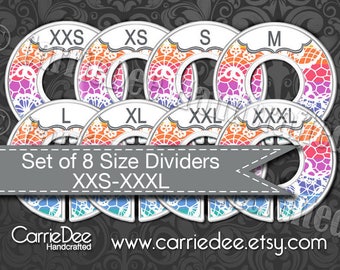 Assembled Clothing Size Dividers, Consultant Tools, LuLaRoe Size Divider Set, Rainbow Lace Design, LLR Size Cards