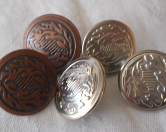 Set of 5 Leaf Design Silver & Copper Metal Pant Stud BUTTONS