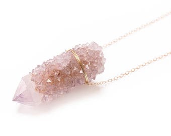 SALE Lavender Spirit Quartz Druzy Necklace