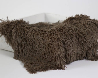 Toffee Brown Pelagio Faux Fur Nest Photography Prop Rug Newborn Baby Toddler 27x30