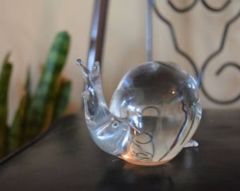 Vintage Small Glass Paperweight Snail