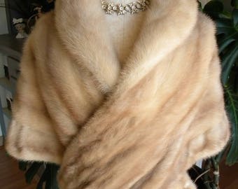 Stunning Palomino cross mink fur stole / blonde fur / cape / wedding / fur wrap / fur coat