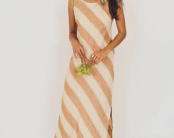 90s Bias Cut Linean Striped Dress