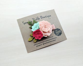 Toddler Hair Clips,Felt Rose Hair Clip, Felt Flowers,Felt Flower Headband or Hair Clip,Flower Hair Clip,Baby Bow Headband,Newborn Headband