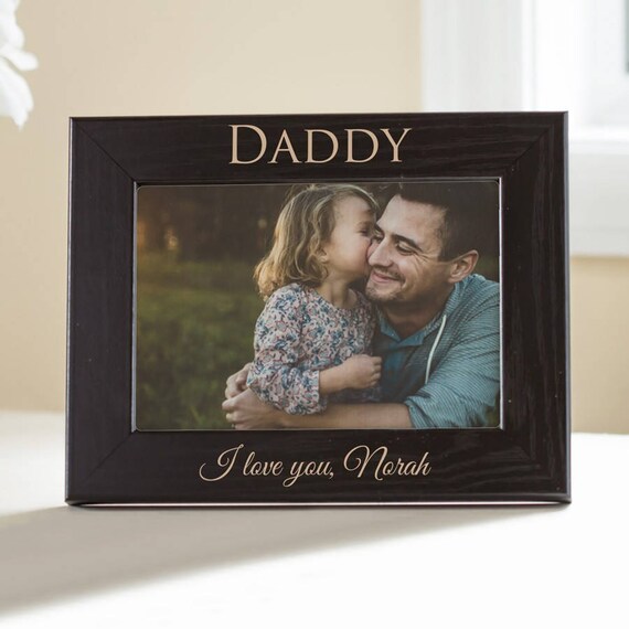Personalized Dad Picture Frame Black Custom Engraved Dad