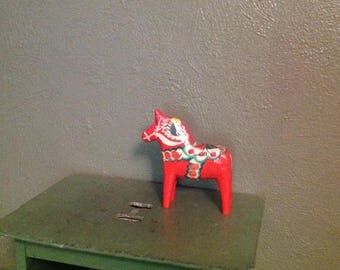 Vintage Dala horse hand painted wood G A Olsson Sweden