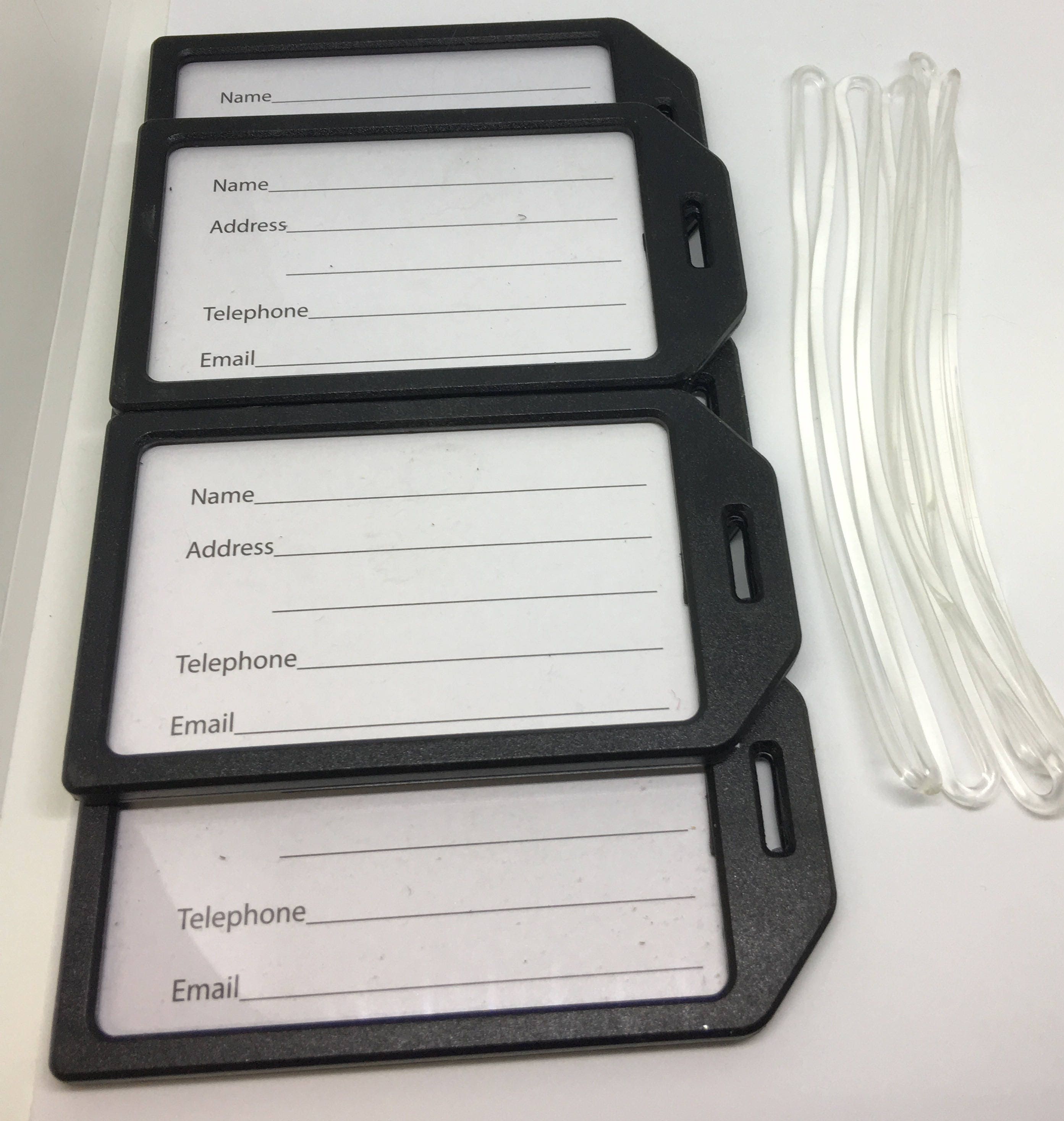 Black Luggage Tag Holder Clear insert cover 5 luggage tags