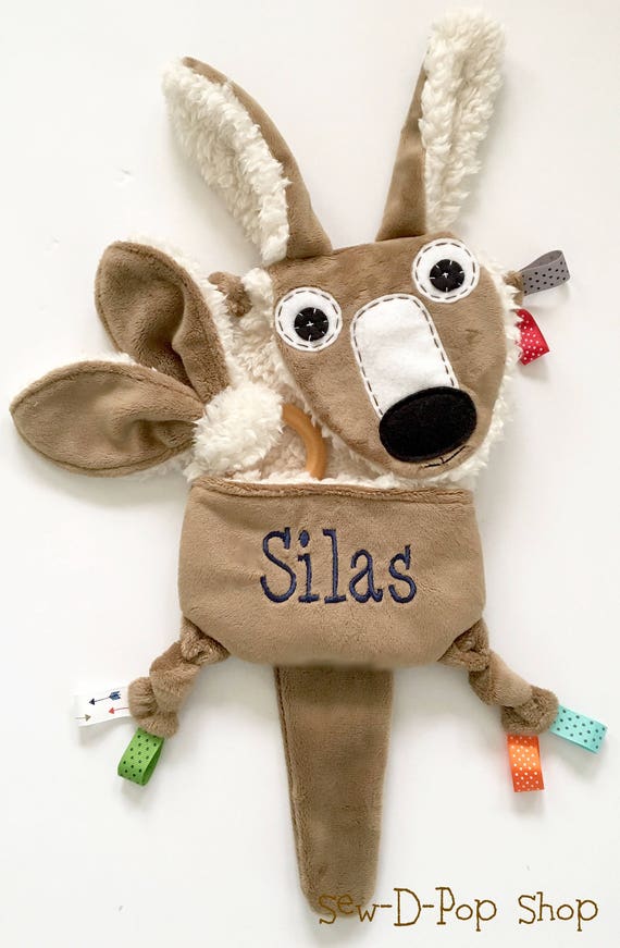 Mini Kangaroo Baby Blanket Lovey Sensory Teether Toy