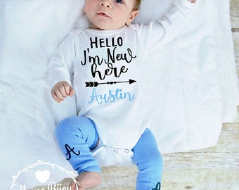 Newborn Boy Coming Home Outfit, Baby Boy Newborn, Personalized Newborn Take Home Outfit, Newborn Boy Outfit I'm New Here Baby Baby Boy Gift