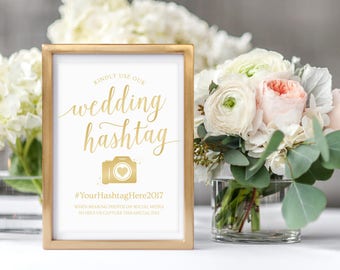 Gold Wedding Hashtag Sign // Printable Hashtag Sign // Editable Wedding Signs // Hashtag Wedding Signs Gold // Social Media Sign